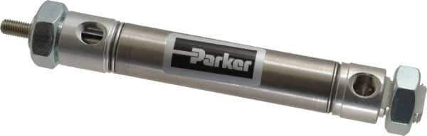 Parker - 2" Stroke x 3/4" Bore Double Acting Air Cylinder - 1/8 Port, 1/4-28 Rod Thread, 250 Max psi, 14 to 140°F - Industrial Tool & Supply