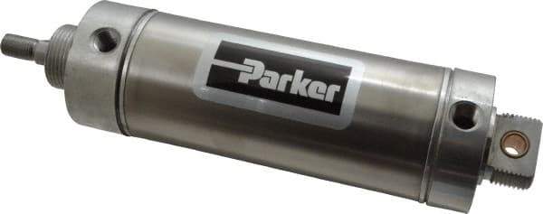 Parker - 4" Stroke x 2-1/2" Bore Double Acting Air Cylinder - 1/4 Port, 1/2-20 Rod Thread, 250 Max psi, 14 to 140°F - Industrial Tool & Supply