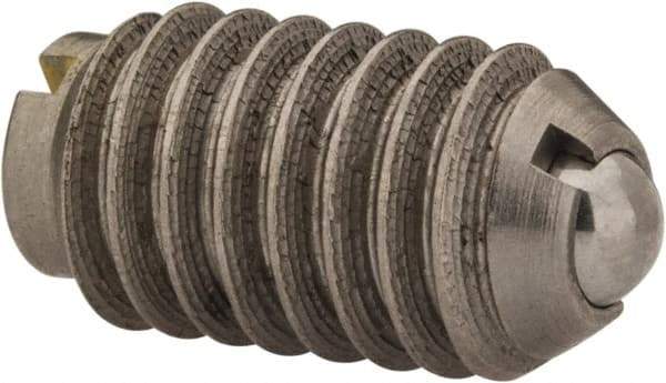 Gibraltar - 5/16-18, 0.156" Ball Diam, 37/64" Body Length, 0.04" Max Ball Reach, Threaded Ball Plunger - Stainless Steel Body, Stainless Steel Ball, 6 Lb Initial End Force, 17 Lb Final End Force, Locking Element - Industrial Tool & Supply
