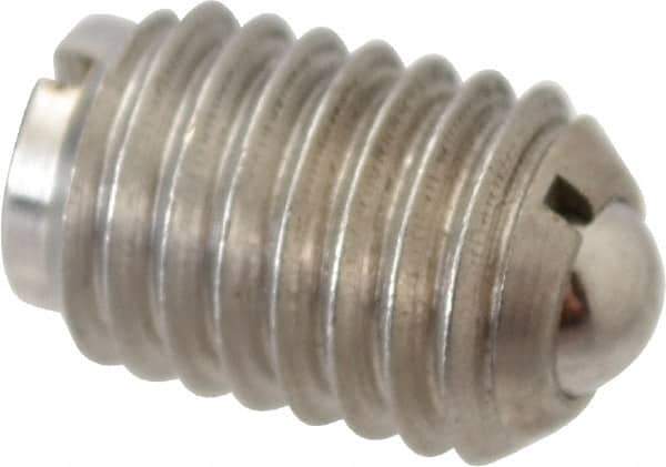 Gibraltar - 1/2-13, 0.281" Ball Diam, 3/4" Body Length, 0.072" Max Ball Reach, Threaded Ball Plunger - Stainless Steel Body, Stainless Steel Ball, 6 Lb Initial End Force, 30 Lb Final End Force - Industrial Tool & Supply