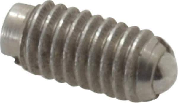 Gibraltar - 8-36, 0.093" Ball Diam, 11/32" Body Length, 0.025" Max Ball Reach, Threaded Ball Plunger - Stainless Steel Body, Stainless Steel Ball, 0.5 Lb Initial End Force, 1.25 Lb Final End Force - Industrial Tool & Supply