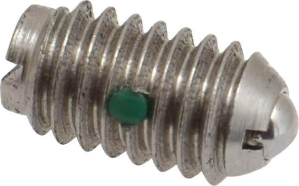 Gibraltar - 5/16-18, 0.156" Ball Diam, 37/64" Body Length, 0.04" Max Ball Reach, Threaded Ball Plunger - Stainless Steel Body, Stainless Steel Ball, 4 Lb Initial End Force, 9 Lb Final End Force, Locking Element - Industrial Tool & Supply