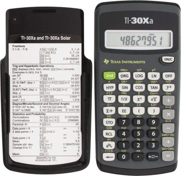 Texas Instruments - LCD 1 Function Handheld Calculator - 10 x 1 Display Size, Dark Gray & Black, (2) A76 Batteries Powered, 6" Long x 3-1/8" Wide - Industrial Tool & Supply