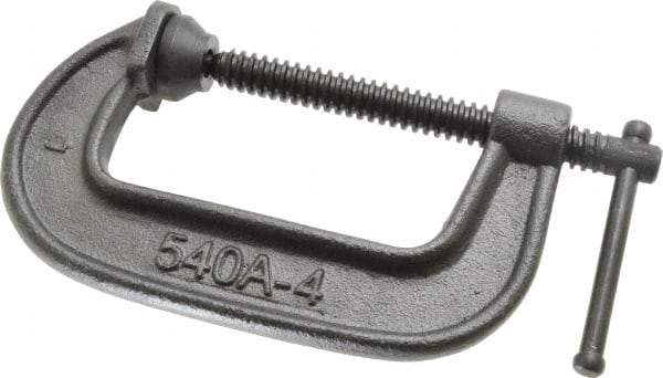 Wilton - Light-Duty 4" Max Opening, 2-1/16" Throat Depth, Ductile Iron Standard C-Clamp - 2,150 Lb Capacity, 0" Min Opening, Standard Throat Depth - Industrial Tool & Supply