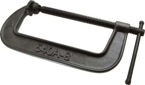 Wilton - Light-Duty 8" Max Opening, 3-1/4" Throat Depth, Ductile Iron Standard C-Clamp - 2,750 Lb Capacity, 0" Min Opening, Standard Throat Depth - Industrial Tool & Supply