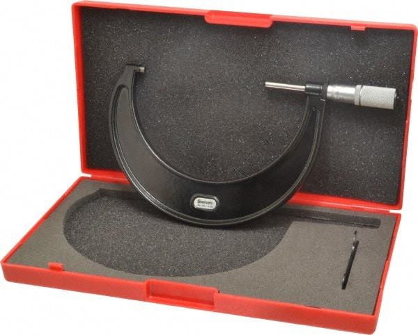 Starrett - 4 to 5" Range, 0.0001" Graduation, Mechanical Outside Micrometer - Friction Thimble, Accurate to 0.00005" - Industrial Tool & Supply
