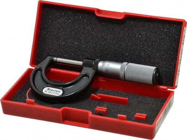 Starrett - 0 to 25mm Range, 0.01mm Graduation, Mechanical Outside Micrometer - Friction Thimble, Accurate to 0.002mm - Industrial Tool & Supply