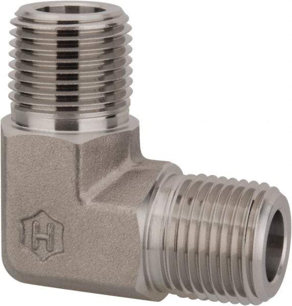 Ham-Let - 1/2" Grade 316 Stainless Steel Pipe 90° Male Elbow - MNPT End Connections, 7,200 psi - Industrial Tool & Supply