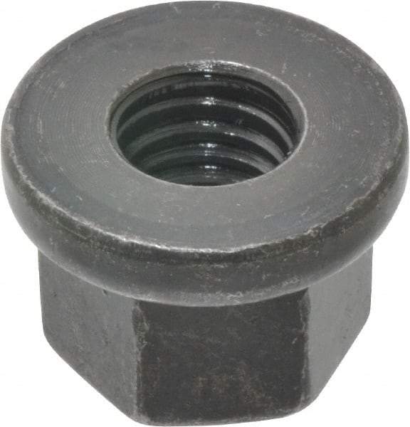 Gibraltar - M10, 22mm Flange Diam, 15mm High, 16mm Across Flats, Flange Nut - Grade 10 Steel, Black Phosphate Finish, 4" Flange Height, DIN 6331 - Industrial Tool & Supply