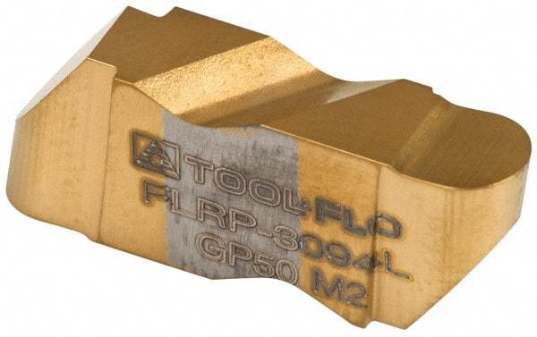 Tool-Flo - 3094FLRP Grade GP50, 4.8mm Cutting Width Carbide Grooving Insert - 4.57mm Max Depth of Cut, Left Hand, 3/32" Corner Radius, TiN Finish - Industrial Tool & Supply