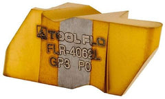 Tool-Flo - 4062FLR Grade GP3, 3.18mm Cutting Width Carbide Grooving Insert - 6.35mm Max Depth of Cut, Left Hand, 1/16" Corner Radius, TiN Finish - Industrial Tool & Supply