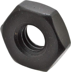 Gibraltar - 1/4-20 UNC Alloy Steel Right Hand Heavy Hex Jam Nut - 1/2" Across Flats, 11/64" High, Black Oxide Finish - Industrial Tool & Supply