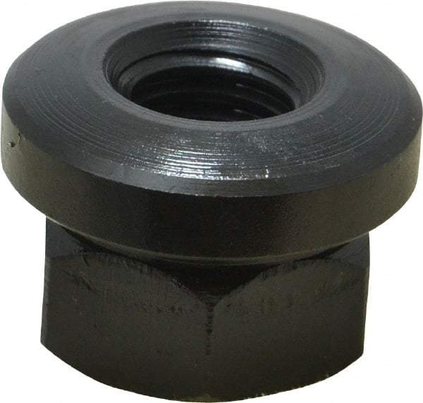 Gibraltar - 1/2-13 Steel Black Oxide Spherical Flange Nut - Grade 12L14, 11/16" High, 1-1/8" Diam x 3/16" High Flange, 1-1/2" Radius - Industrial Tool & Supply