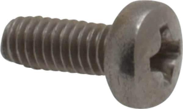 Value Collection - M2.5x0.45 Metric Coarse, 6mm Length Under Head Phillips Drive Machine Screw - Pan Head, Grade 18-8 & A2 Stainless Steel, Uncoated, Without Washer - Industrial Tool & Supply