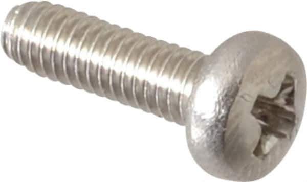 Value Collection - M2.5x0.45 Metric Coarse, 8mm Length Under Head Phillips Drive Machine Screw - Pan Head, Grade 18-8 & A2 Stainless Steel, Uncoated, Without Washer - Industrial Tool & Supply