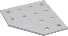 80/20 Inc. - 4" Wide, 4" High, Open Shelving 12 Hole 90° Angled Joining Plate - Aluminum, Use with Series 10 & Bolt Kit 3321 - Industrial Tool & Supply