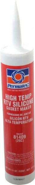 Permatex - 11 oz Cartridge Red RTV Silicone Gasket Sealant - -65 to 600°F Operating Temp, 24 hr Full Cure Time - Industrial Tool & Supply