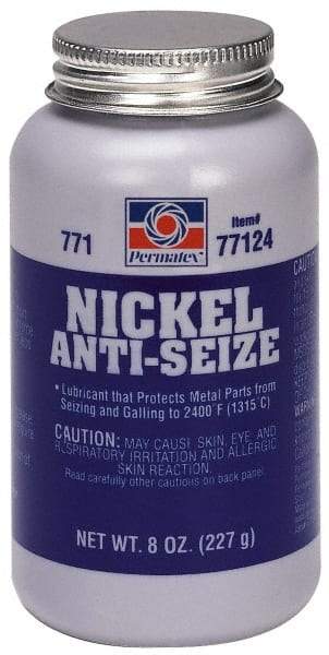 Permatex - 8 oz Bottle High Temperature Anti-Seize Lubricant - Nickel, -65 to 2,400°F, Gray, Water Resistant - Industrial Tool & Supply