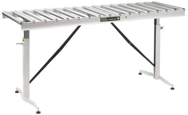 HTC - 66 Inch Long x 43-1/2 Inch High Portable Folding Conveyor - 500 Lbs. Limit, with 17 and 24 Inch Wide Rollers - Industrial Tool & Supply