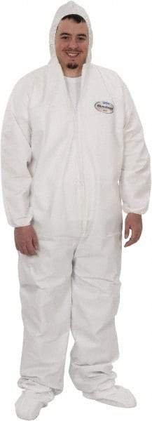 KleenGuard - Size L Film Laminate Chemical Resistant Coveralls - White, Zipper Closure, Open Cuffs, Open Ankles - Industrial Tool & Supply