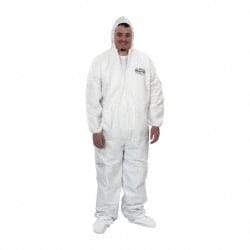 KleenGuard - Size XL Film Laminate Chemical Resistant Coveralls - White, Zipper Closure, Open Cuffs, Open Ankles - Industrial Tool & Supply
