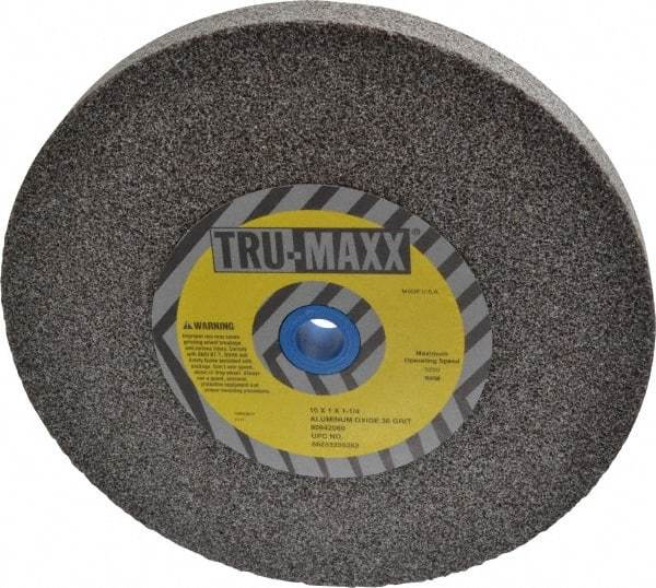 Tru-Maxx - 36 Grit Aluminum Oxide Bench & Pedestal Grinding Wheel - 10" Diam x 1-1/4" Hole x 1" Thick, 3250 Max RPM, P Hardness, Very Coarse Grade , Vitrified Bond - Industrial Tool & Supply