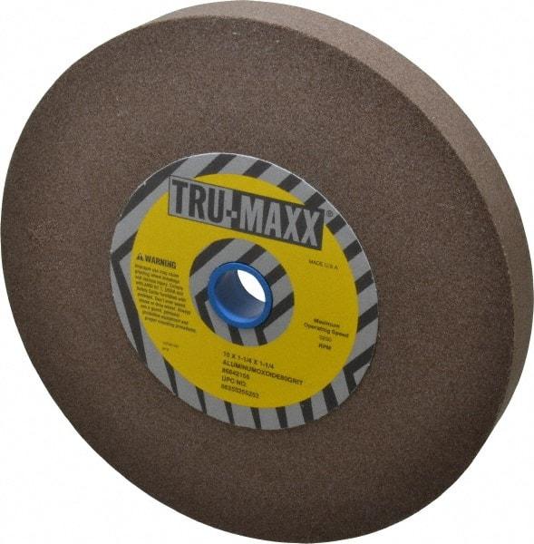 Tru-Maxx - 80 Grit Aluminum Oxide Bench & Pedestal Grinding Wheel - 10" Diam x 1-1/4" Hole x 1-1/4" Thick, 3250 Max RPM, P Hardness, Medium Grade , Vitrified Bond - Industrial Tool & Supply