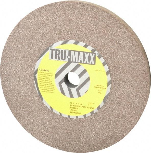 Tru-Maxx - 60 Grit Aluminum Oxide Bench & Pedestal Grinding Wheel - 12" Diam x 1-1/4" Hole x 1" Thick, 2705 Max RPM, P Hardness, Medium Grade , Vitrified Bond - Industrial Tool & Supply