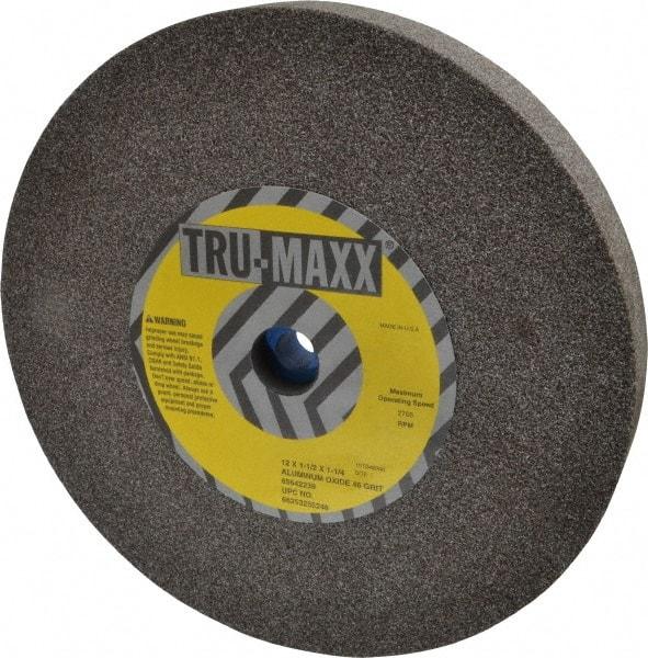 Tru-Maxx - 46 Grit Aluminum Oxide Bench & Pedestal Grinding Wheel - 12" Diam x 1-1/4" Hole x 1-1/2" Thick, 2705 Max RPM, P Hardness, Coarse Grade , Vitrified Bond - Industrial Tool & Supply