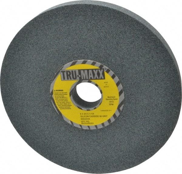Tru-Maxx - 80 Grit Silicon Carbide Bench & Pedestal Grinding Wheel - 8" Diam x 1-1/4" Hole x 3/4" Thick, 3600 Max RPM, K Hardness, Medium Grade , Vitrified Bond - Industrial Tool & Supply