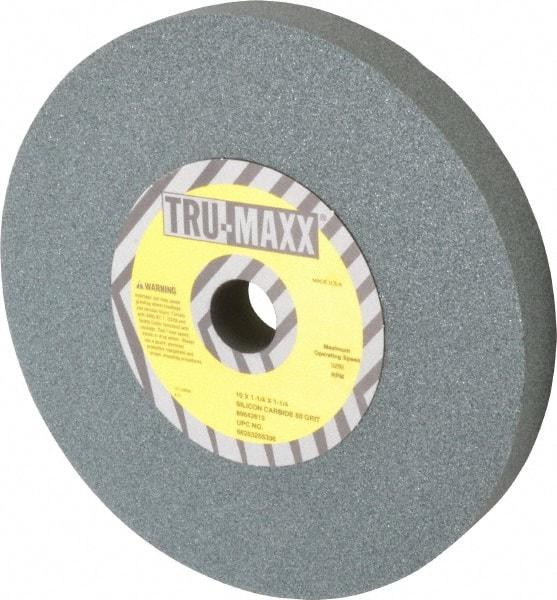 Tru-Maxx - 80 Grit Silicon Carbide Bench & Pedestal Grinding Wheel - 10" Diam x 1-1/4" Hole x 1-1/4" Thick, 3250 Max RPM, K Hardness, Medium Grade , Vitrified Bond - Industrial Tool & Supply