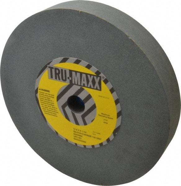 Tru-Maxx - 120 Grit Silicon Carbide Bench & Pedestal Grinding Wheel - 12" Diam x 1-1/4" Hole x 2" Thick, 2705 Max RPM, K Hardness, Fine Grade , Vitrified Bond - Industrial Tool & Supply