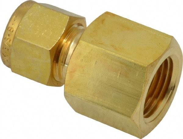 Ham-Let - 3/8" OD, Brass Female Connector - Comp x FNPT Ends - Industrial Tool & Supply