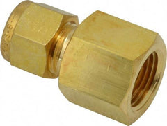 Ham-Let - 3/8" OD, Brass Female Connector - Comp x FNPT Ends - Industrial Tool & Supply