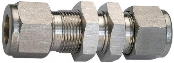 Ham-Let - 1/2" OD, Grade 316Stainless Steel Bulkhead Union - Comp x Comp Ends - Industrial Tool & Supply