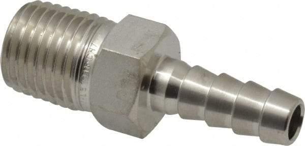 Ham-Let - 1/4" Grade 316 Stainless Steel Pipe Hose Connector - Barb x MNPT End Connections, 7,200 psi - Industrial Tool & Supply
