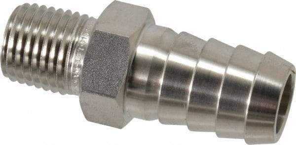 Ham-Let - 1/2 x 1/4" Grade 316 Stainless Steel Pipe Hose Connector - Barb x MNPT End Connections, 7,500 psi - Industrial Tool & Supply