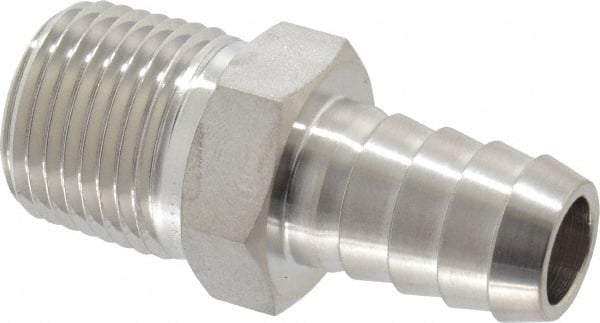 Ham-Let - 1/2" Grade 316 Stainless Steel Pipe Hose Connector - Barb x MNPT End Connections, 7,200 psi - Industrial Tool & Supply