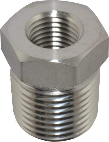 Ham-Let - 1/2 x 1/4" Grade 316 Stainless Steel Pipe Hex Bushing - MNPT x FNPT End Connections, 6,200 psi - Industrial Tool & Supply
