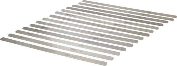SPI - 14 Piece, 0.03 to 0.05mm Parallel Feeler Gage Set - 12" Long x 1/2" Wide, Tempered Steel - Industrial Tool & Supply