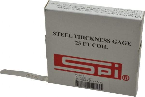 SPI - 0.001 Inch Thick x 25 Ft. Long x 1/2 Inch Wide, Feeler Stock Roll - High Carbon Steel - Industrial Tool & Supply