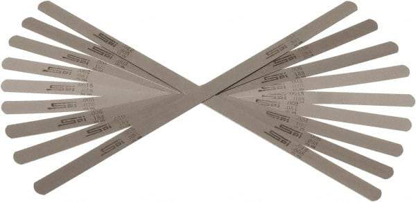 SPI - 108 Piece, 0.0015 to 0.015", Parallel Feeler Gage Set - 12" Long x 1/2" Wide, Tempered Steel - Industrial Tool & Supply