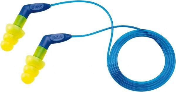 3M - Reusable, Corded, 27 dB, Flange Earplugs - Yellow, 100 Pairs - Industrial Tool & Supply