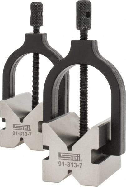 SPI - 1/2 to 1-3/32" Capacity, 90° Angle, Hardened Steel V-Block - 2" Long x 1-1/2" Wide x 1-1/2" High, Sold as 2 Block Set - Industrial Tool & Supply