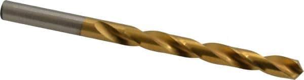 Hertel - 19/64" 118° High Speed Steel Jobber Drill - TiN Finish, Right Hand Cut, Spiral Flute, Straight Shank, 4-3/8" OAL, Standard Point - Industrial Tool & Supply