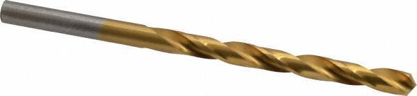 Hertel - #3 118° High Speed Steel Jobber Drill - TiN Finish, Right Hand Cut, Spiral Flute, Straight Shank, 3-3/4" OAL, Standard Point - Industrial Tool & Supply