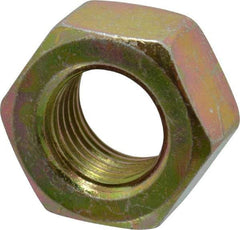 Value Collection - 7/16-20 UNF Steel Right Hand Hex Nut - 11/16" Across Flats, 3/8" High, Zinc Yellow Dichromate Finish - Industrial Tool & Supply