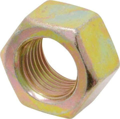 Value Collection - 1/2-20 UNF Steel Right Hand Hex Nut - 3/4" Across Flats, 7/16" High, Zinc Yellow Dichromate Finish - Industrial Tool & Supply