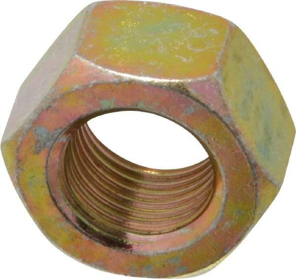 Value Collection - 9/16-18 UNF Steel Right Hand Hex Nut - 7/8" Across Flats, 31/64" High, Zinc Yellow Dichromate Finish - Industrial Tool & Supply