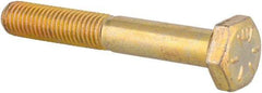 Made in USA - 1/4-28 UNF, 1-3/4" Length Under Head Hex Head Cap Screw - Partially Threaded, Grade 8 Alloy Steel, Zinc Yellow Dichromate Finish, 1/2" Hex - Industrial Tool & Supply